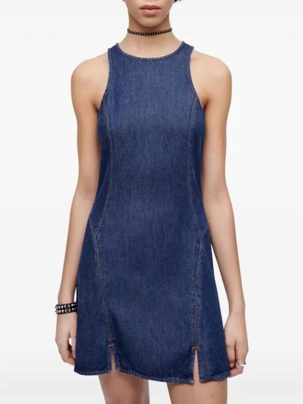 RE/DONE Zip-Back Lyocell Denim Mini Dress